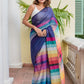 Navy Blue Mulmul Cotton Saree