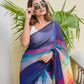 Navy Blue Mulmul Cotton Saree