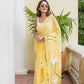 Yellow Hand Painted Mulmul Cotton Saree