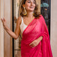 Pink Sequined Mulmul Cotton Saree