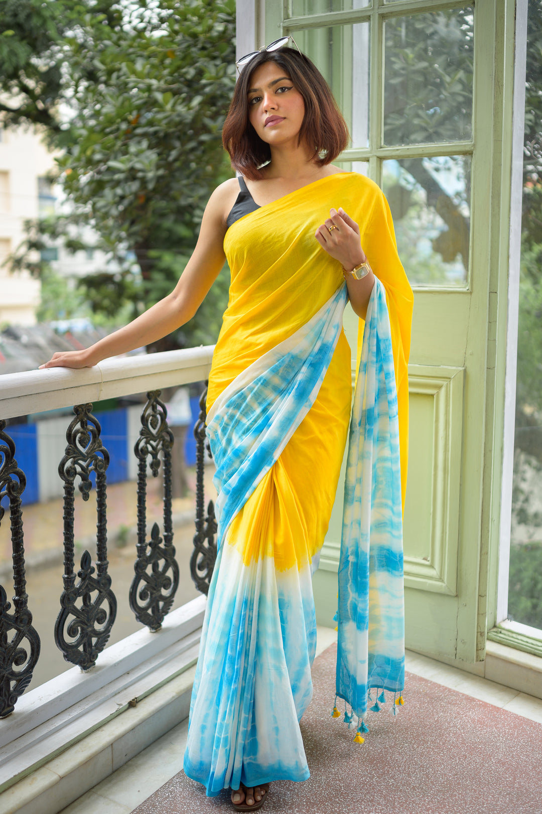Tie and dye Mulmul Cotton Saree