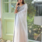 White And Black Mulmul Cotton Saree