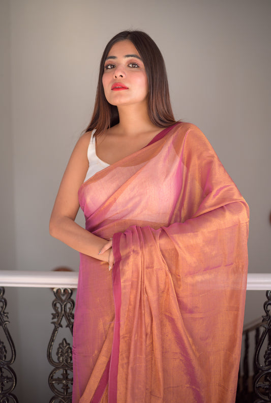 Pink Tissue Saree