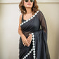 Flower Black Mulmul Cotton Saree