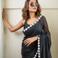 Flower Black Mulmul Cotton Saree