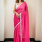 Flower Pink Cotton Saree