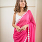 Flower Pink Cotton Saree