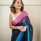 Dark Navy Blue Pure Cotton Saree