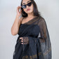 Black Golden Sequins Cotton Silk Saree