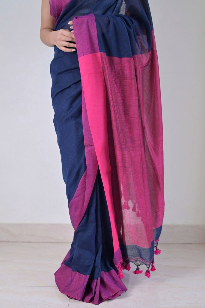 Blue and pink exclusive Kanchipuram silk wedding saree - bright, beautiful  and brilliant! Flo… | Fashionable saree blouse designs, Wedding saree  indian, Silk sarees