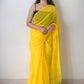 Yellow Golden Sequins Cotton Silk Saree
