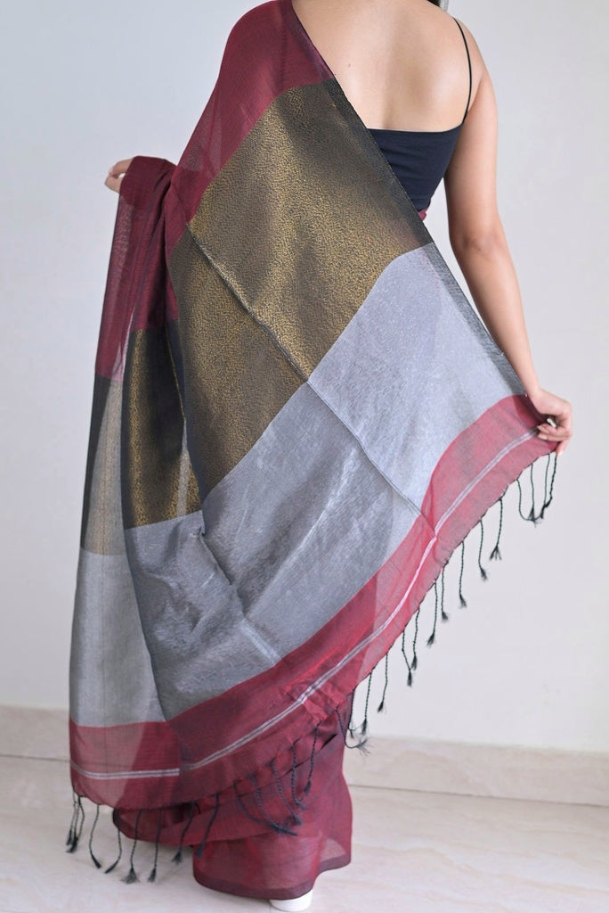 Brown Soft Cotton Saree