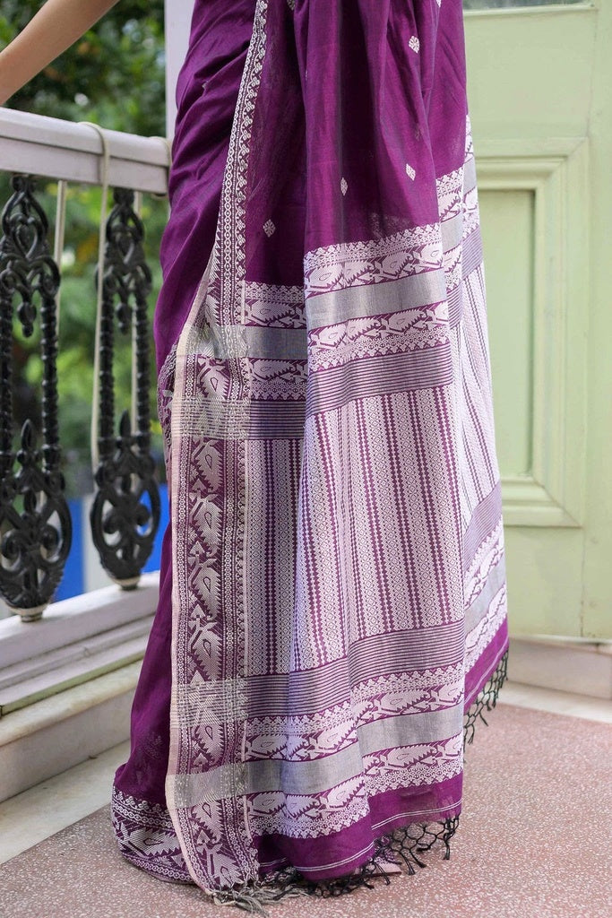 Boond - Kaisori Bandhani shades of purple Bandhani cotton saree