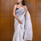 White Sequins Cotton Silk Saree