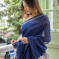 Striped Blue Cotton Silk saree