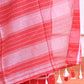 Red Check Mulmul Cotton Saree