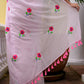 Baby Pink Embroidery Mulmul Cotton Saree