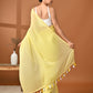 Yellow  Mulmul Cotton Saree