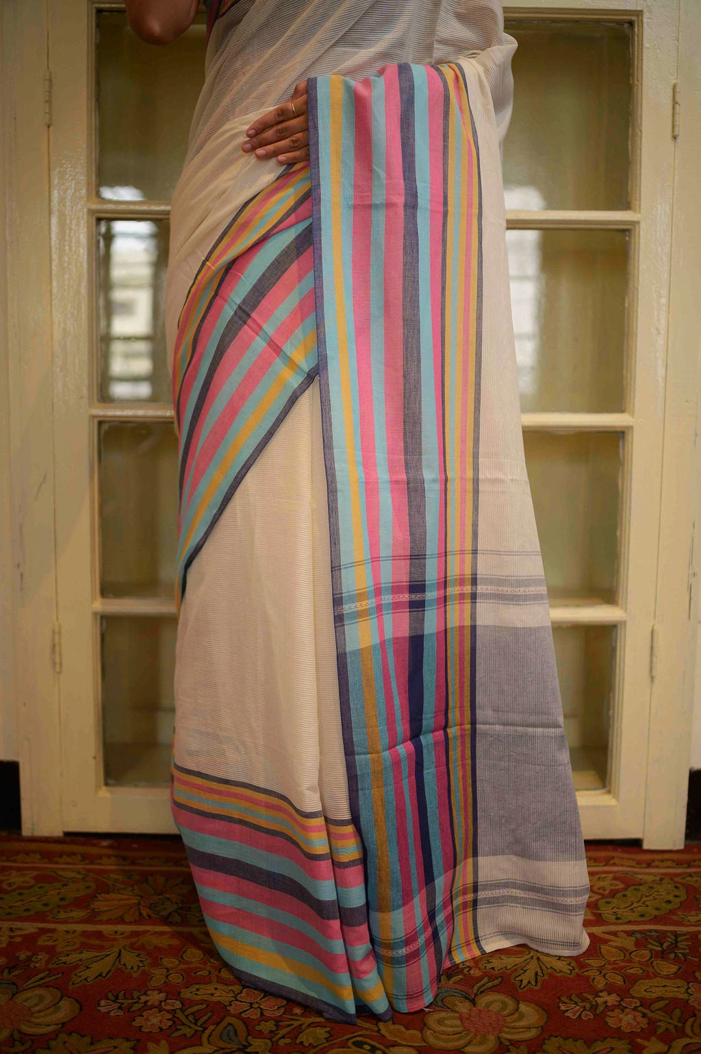 White Rainbow Pure Cotton Saree