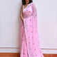 Pink Flower Mulmul Cotton Saree
