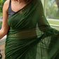 Green Ruffle Mulmul Cotton Saree