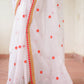 White And Red Embroidery Mulmul Cotton Saree