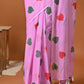 Hand Painted Pink Mulmul Cotton Saree