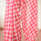 Gingham Red Mulmul Cotton Saree