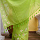 Hand Painted Green Mulmul Cotton Saree