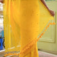 Yellow Sequined Mulmul Cotton Saree