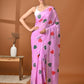 Hand Painted Pink Mulmul Cotton Saree