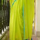 Neon Mulmul Cotton Saree