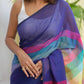 Navy Blue Mulmul Cotton Saree