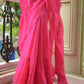 Pink Ruffle Mulmul Cotton Saree