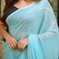 Sky Blue Sequined Mulmul Cotton Saree