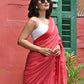 Red Check Mulmul Cotton Saree