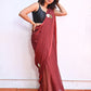 Brown Embroidered Mulmul Cotton Saree