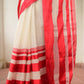 White And Red Pure Cotton Saree