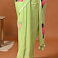 Hand Painted Green Mulmul Cotton Saree