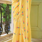 Yellow Embroidery Mulmul Cotton Saree