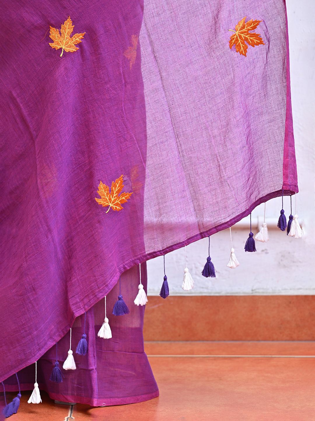 Purple Mulmul Cotton Saree