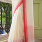 Elegant White And Red Cotton Saree