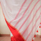 White And Red Mulmul Cotton Saree