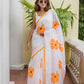 Hibiscus Hand Painted Mulmul Cotton Saree