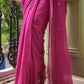Magenta Sequined Mulmul Cotton Saree