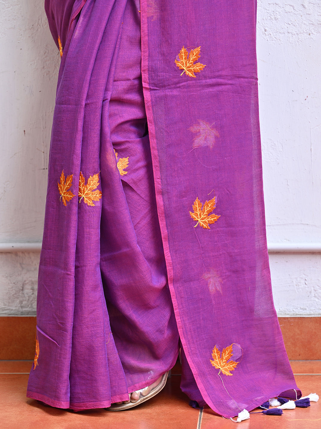 Purple Mulmul Cotton Saree