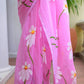 Baby Pink Hand Painted Mulmul Cotton Saree