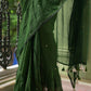 Green Ruffle Mulmul Cotton Saree