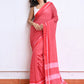 Red Check Mulmul Cotton Saree