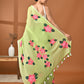 Hand Painted Green Mulmul Cotton Saree